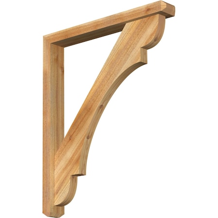 Ekena Millwork Olympic Craftsman Rough Sawn Bracket w/ Offset Brace, Western Red Cedar, 4"W x 30"D x 36"H BKT0402X30X36OLY04RWR